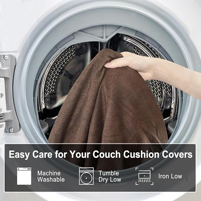 Leather Look Couch Cushion Covers Sofa Seat Slipcovers Sets Couches Furniture Protector for Sectional Armchair Loveseat Pets Kids Stretch Spandex Fabric (3 Cushion XL Sofa, Brown)