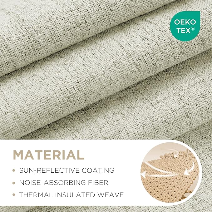 Joydeco Blackout Curtains for Bedroom - 100% Light Blocking 2 Panels Light Beige Drapes 42"W x 72"L, Thermal Insulated Room Darkening Curtains, Linen Textured for Living Room, Rod Pocket & Back Tabs