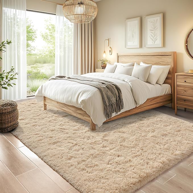 Chicrug Soft Area Rugs for Bedroom Living Room Plush Fluffy Rug 3x5 Feet, Shag Furry Area Rug Carpet Non Shedding for Nursery Children Kids Girls Room Home Decorative, Camel