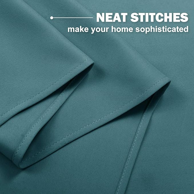 NICETOWN Blackout Curtains - Elegant Home Grommet Design Small Window Curtain Panels for Kitchen/Bathroom/Half Window Christmas Decor, 42W by 36L 1.2 inches Header, 2 Pieces, Sea Teal
