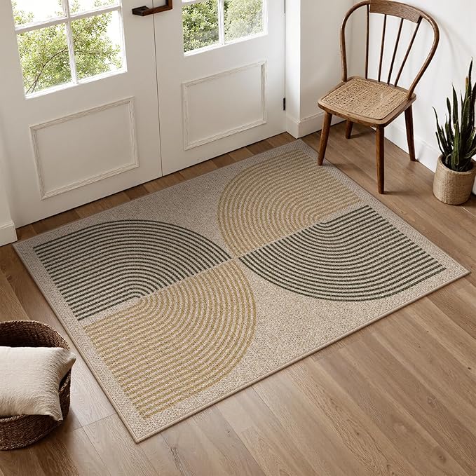 Lahome Enfys Rainbow Front Door Mat, 32"x48" Washable Non Slip Entry Way Rugs Indoor, Farmhouse Neutral Non Slip Non Shedding Lightweight Floor Carpet for Kitchen Bedroom Porch