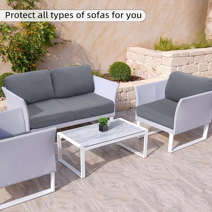 Outdoor Cushion Covers Set,8PCS Patio Furniture Couch Seat Slipcovers, Replacement for Sofa Sectional Chair(Cover，Only)