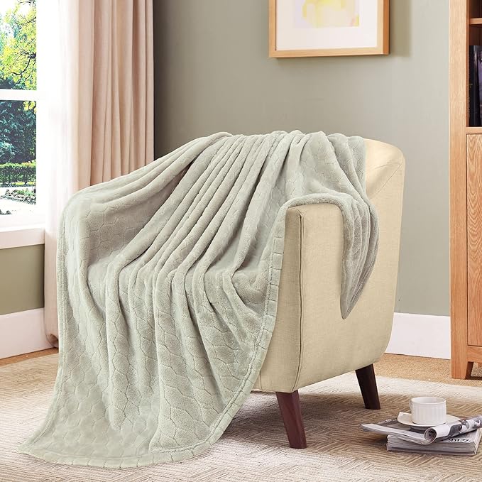 TOONOW Fleece Blanket Super Soft Cozy Throw Blanket 50" x 60", Lightweight Fuzzy Comfy Textured Flannel Blanket Warm Plush Throw Blankets for Couch, Sofa, Bed, Pumice Stone