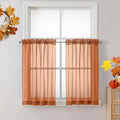 OVZME Orange Sheer Curtains 36 inches Long, Short Kitchen Window Treatment Solid Sheers Cafe Curtains Bathroom Voile Half Window Panels, Rod Pocket, 42" Wx36 L