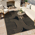 Lahome Enfys Modern Geometric Outdoor Easy Jute Rug, 5x7 Patio Living Room Rug Large Black Carpet for Bedroom, Farmhouse Washable Indoor Outdoor Carpet for Dining Room Backyard Deck