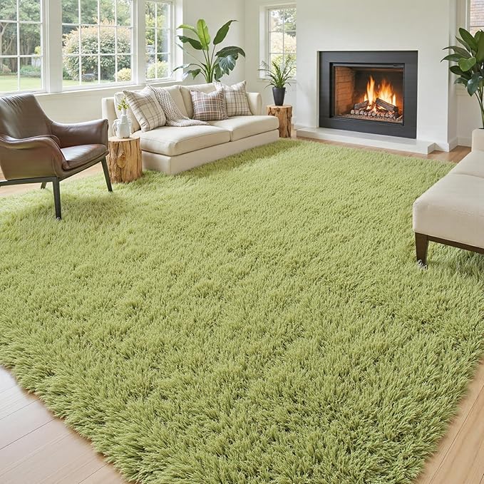 Rugs for Living Room 6x9, Alfombras para Salas Shag Large Plush Soft Area Rug, Shaggy Carpets for Bedroom, Kids Boys Girls Home Decor Aesthetic(Grass Green, 6x9 Feet)