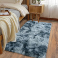 Soft Runner Rugs for Bedroom Hallways, 2x4 Tie-Dyed Blue Grey Fluffy Shag Throw Area Rug Non Slip for Bedside Dorm, Long Shaggy Furry Carpet for Nursery Living Room