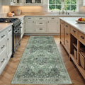 RELEANY Area Rugs 3'x6' Runner Rug Non Slip Washable for Kitchen Hallway Bedroom Beside Laundry Room Bathroom Rug, Floor Carpet, Dark Green Gray
