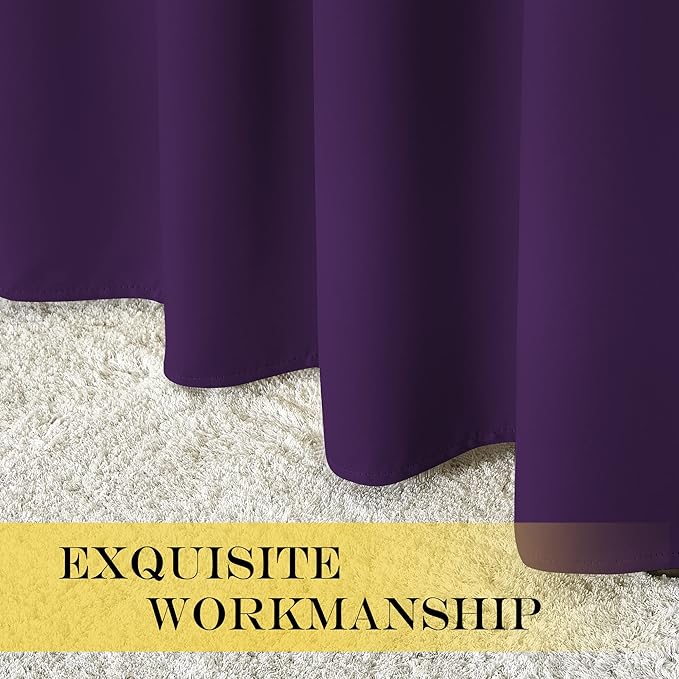 NICETOWN Room Darkening Curtains for Nursery, Grommet Thermal Insulated Light Blocking Window Treatments Sound Reducing for Bedroom, W37 x L72, 2 Panels, Royal Purple