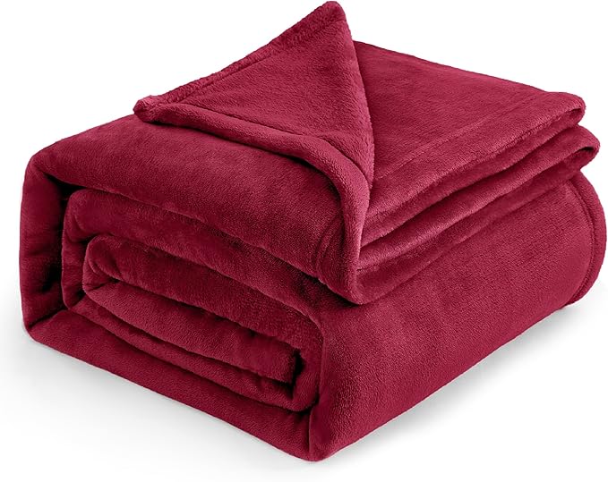 Bedsure GentleSoft Fleece Blankets King Size Burgundy - Bed Blanket Soft Lightweight Plush Cozy Fuzzy Luxury Microfiber, 108x90 inches