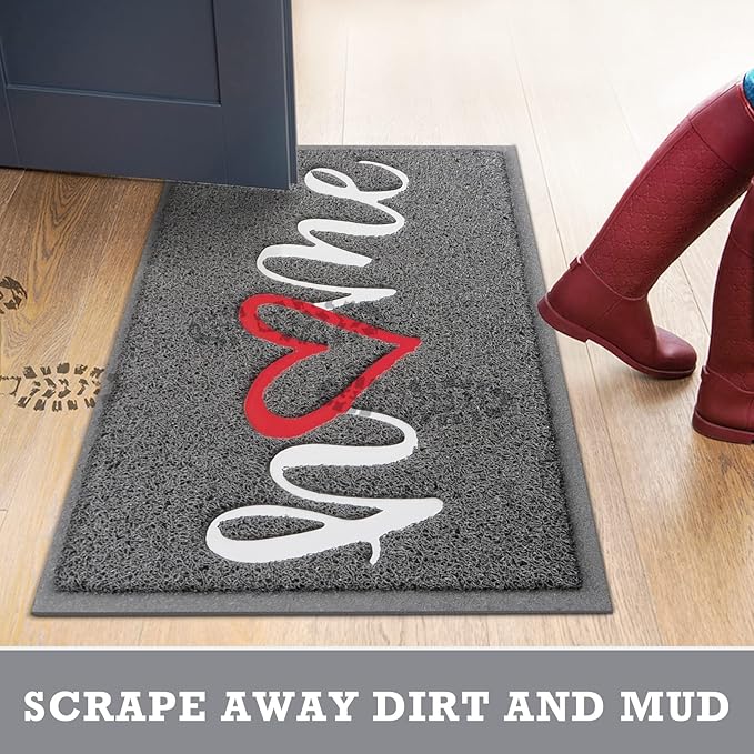 CozyBounty Black Door Mat Welcome Mats Home Non-Slip Doormat for Entryway Low-Profile Floor Mat for Yard, Garage, High Traffic Areas (36"x24", Grey)