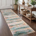 KOZYFLY Modern Abstract Hallway Runner Rug, 2x8 Washable Rug Runner Non-Slip Soft Kitchen Runner Rugs, Print Green Carpet Runner for Entryway Bathroom Laundry Room Foyer