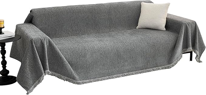 MYSKY HOME Oversized Couch Cover Sofa Covers Couch Covers for 3 Cushion Couch Sofa Pet Friendly L Shaped Sectional Couch Cover Non Slip Furniture Protector for Kids, 91"x150", Dark Grey