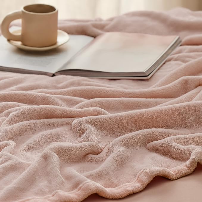 Bedsure GentleSoft Fleece Blanket Twin Size Dusty Pink - 300GSM Lightweight Plush Fuzzy Cozy Soft Warm Blanket for Bed, Sofa, Couch, Travel, Camping, 60x80 inches