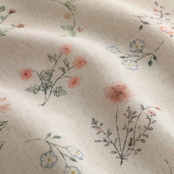 Boho Floral 100% Blackout Curtains 72 Inch Length 2 Panels Set, Linen Texture Farmhouse Curtains Beige Tassel for Living Room Bedroom Vintage Rustic Patterned Printed Western Rod Pocket