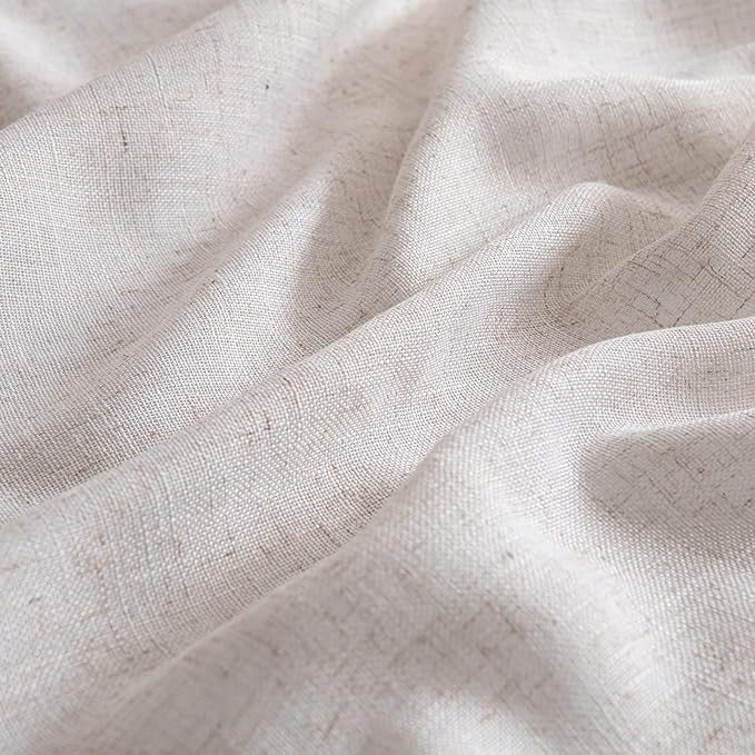 MIULEE Natural White Linen Curtains 132 Inch Length 2 Panels for Bedroom Living Room, Soft Thick Linen Textured Window Drapes Semi Sheer Light Filtering Back Tab Rod Pocket Burlap Look Decor