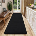 AROGAN Shag Runner Rug for Hallways, 2x6 Feet Washable Rugs with Memory Foam for Bedroom, Entryway Indoor Fluffy Throw Rug for Bedside Living Room Kids Girls Nursery Dorm Room Decor, Black