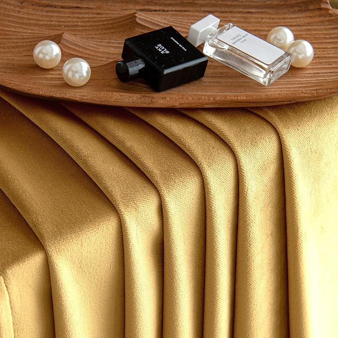 MIULEE Velvet Curtains Golden Elegant Grommet Thermal Insulated Soundproof Room Darkening Curtains/Drapes for Classical Living Room Bedroom Decor 52 x 84 Inch Set of 2