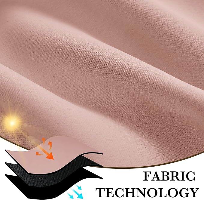 RYB HOME 100% Blackout Bathroom Curtains Over Sink 24 inches Long, Heat & UV Blocking Total Room Darkening Noise Reducing Curtains for Basement RV Campers, Peach Pink, 2 Panels Set