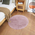 Ghouse Pink 3ft Faux Rabbit Fur Round Rug - Soft, Washable, No-Shedding Area Rug for Living Room, Bedroom Decor