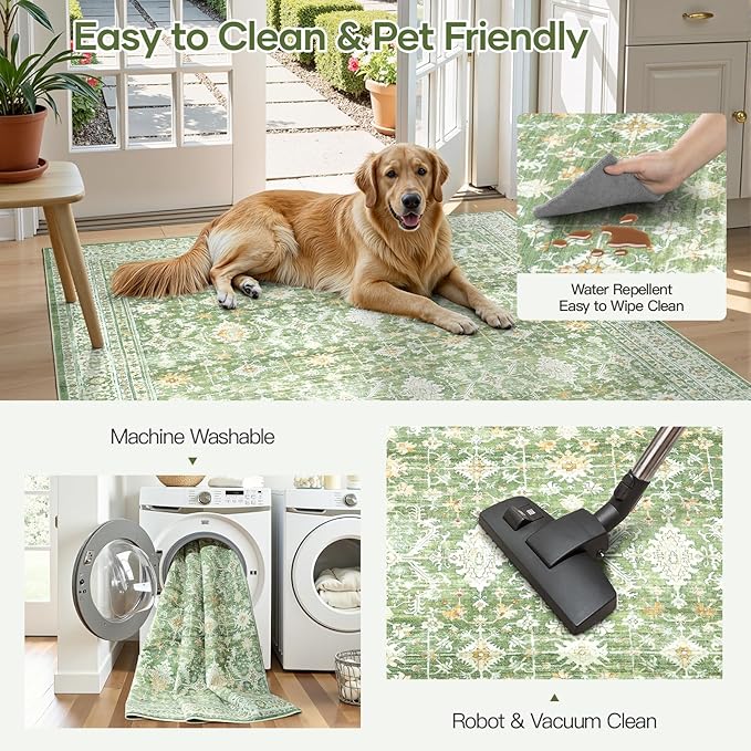 Lofus 3x5 Area Rug for Entryway, Light Green Non Slip Area Rugs for Kitchen, Washablee Soft Rugs for Bedroom, Living Room, Tool Room Nursery Kids Room Decor