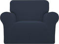Easy-Going Stretch Oversized Chair Sofa Slipcover 1-Piece Couch Sofa Cover Furniture Protector Soft with Elastic Bottom for Kids Spandex Jacquard Fabric Small Checks Dark Blue