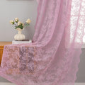 YJ YANJUN Vintage Lace Curtains 96 Inches Long-Victorian Floral Pattern Lilac Sheer Curtain Panels for Living Room Bedroom,Light Filtering, Cute Girls Drapes 2 Panels 52W x 96L Purple Blush
