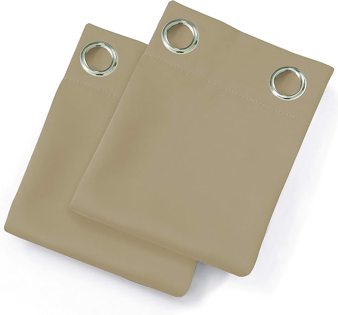LEMOMO Beige Blackout Curtains/42 x 84 Inch/Set of 2 Panels Room Darkening Curtains for Bedroom
