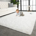 TWINNIS Super Soft Shaggy Rugs Fluffy Carpets 3x5 Feet, Indoor Modern Plush Area Rugs for Living Room Bedroom Kids Room Nursery Home Decor, Upgrade Anti-Skid Rectangular Fuzzy Rug, Cream White