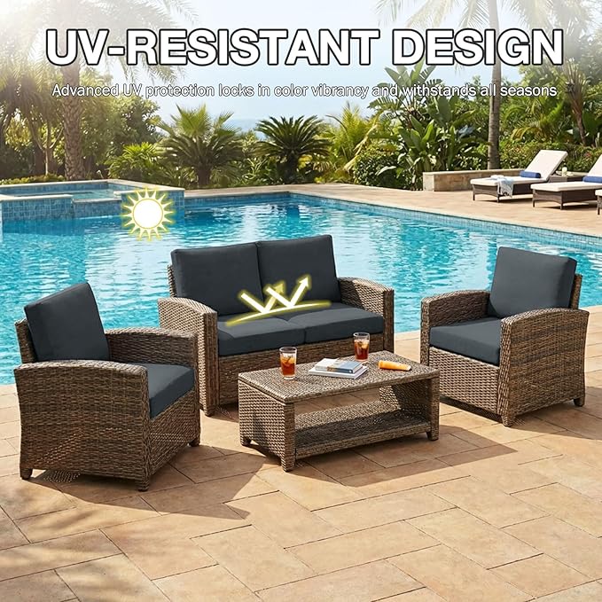 hyha 8Pcs Patio Cushion Covers, Stretch Outdoor Couch Cushion Covers, Washable Outdoor Chair/Sofa Slipcovers for Patio Furniture Cushions Protector with Elastic Bottom(Dark Gray,Cover Only)