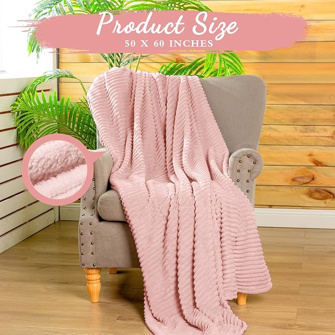 Buryeah 12 Pcs Flannel Throw Blanket Bulk 50 x 60 in Sleepover Blanket Outdoor Wedding Throw Lightweight, Oeko-tex Standard 100 Certified for Sofa Homeless Gifts (Vintage Pink)