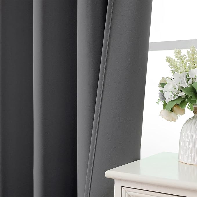 CUCRAF Light Grey Blackout Curtains 108 inch Length 2 Panels Set, Rod Pocket Room Darkening Drapes for Bedroom Living Room, Insulated Thermal Light Blocking Window Curtain (W52 x L108 Inch)