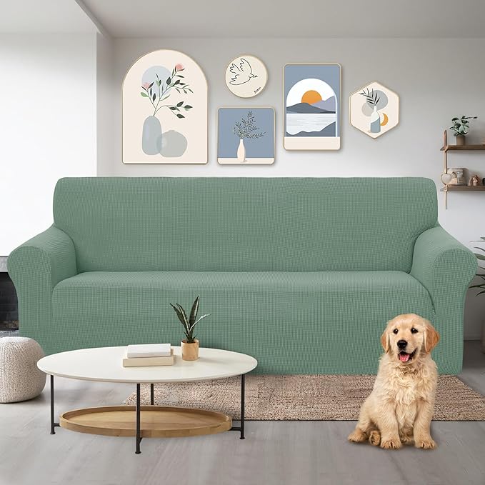 U-NICE HOME Stretch Couch Cover Sofa Cover Sofa Slipcover Furniture Protector for 3 Cushion Couch Sofa Pet Friendly(Sofa, Cyan)