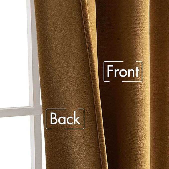 MIULEE Velvet Curtains 72 Inch Wide - Extra Wide Luxury Room Darkening Curtains for Sliding Door Bedroom Living Room Thermal Insulated Soft Window Drapes Back Tab, Gold, W 72 x L 84 inch 2 Panels