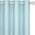 Deconovo Blackout Curtains, Thermal Insulated Soundproof Grommet Drapes, Wave Dot Foil Print, 52 x 108 Inch, Set of 2, Machine Washable Window Panel for Bedroom Living Room Nursery Kitchen, Light Blue