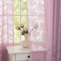 YJ YANJUN Vintage Lace Curtains 63 Inch Length-Victorian Floral Pattern Lilac Sheer Curtain Panels for Living Room Bedroom,Light Filtering, Cute Girls Drapes 2 Panels 52W x 63L Purple Blush