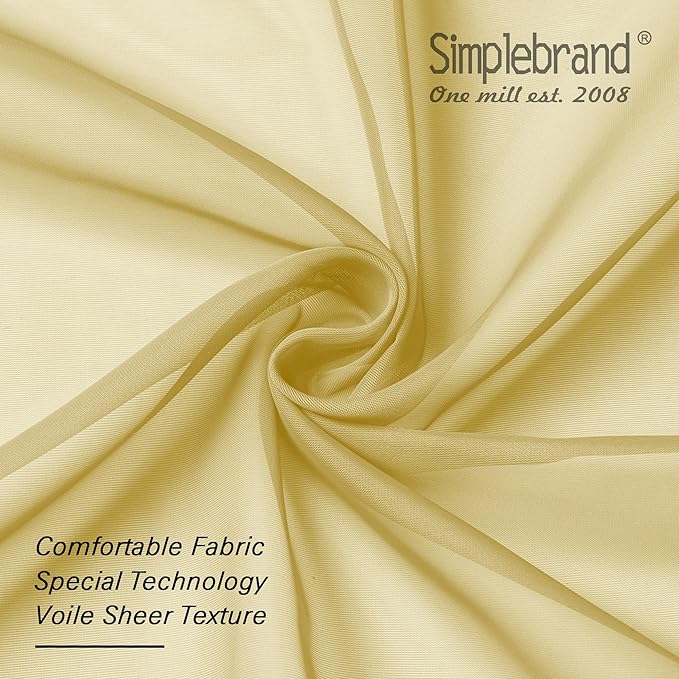 Simplebrand Yellow Short Sheer Kitchen Cafe Curtains 36 x 42 Inch, 2 Panels - Tier Curtains Rod Pocket Drapes for Bathroom, Small Windows