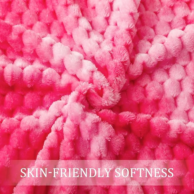 Exclusivo Mezcla Fleece Twin Blanket for Bed, Extra Large Fuzzy Tie-dye Hot Pink Bed Blankets, Soft Cozy Plush Sofa Throws for All Seasons, 60x80 Inches