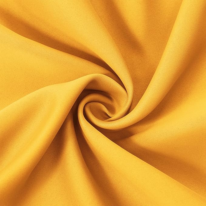LEMOMO Yellow Blackout Curtains 66 x 63 Inch Length/Set of 2 Curtain Panels/Thermal Insulated Room Darkening Blackout Curtains for Bedroom