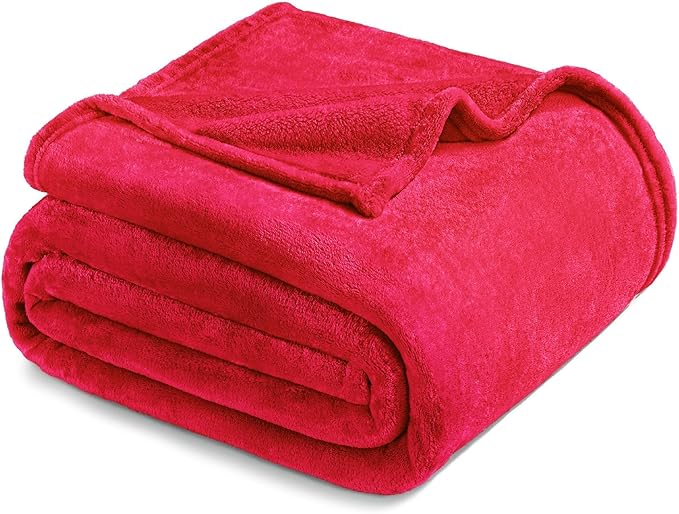 Exclusivo Mezcla Fleece Blanket Twin Size for Bed, Super Soft and Warm, All Season, Cozy, Plush, Lightweight, 60x80 Inches Red