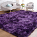 Goideal Fluffy Rug for Bedroom Living Room, 4x6 Purple Area Rugs, Faux Fur Shag Modern Carpet Ultra Soft Girls Boys Room Home Decor, Tie-Dyed