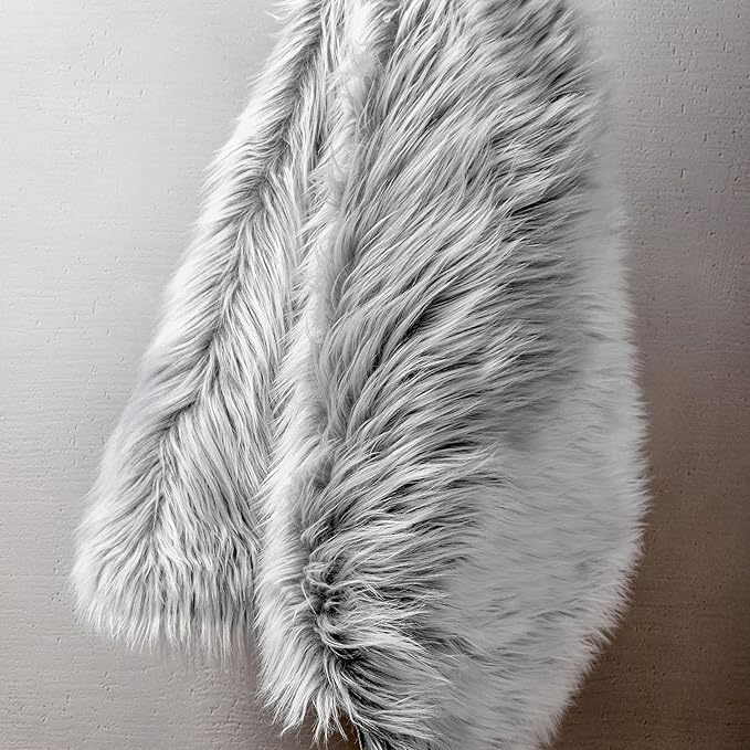 Ashler Faux Fur Rug - Fluffy Shaggy Area Rug, Ultra Soft 3 x 3 Feet Round, Frosted Bottom Gray Fuzzy Rug, Machine Washable, Nursery Decor Throw Rugs for Bedroom, Kids Room, Living Room