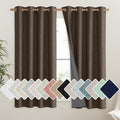 NICETOWN Coffee Vintage Linen 100% Blackout Curtains for Living Room, Thermal Insulated Curtains 45" Long, Noise Reducing Window Treatment Drapes for Hall Room, 52" Wide Per Panel, Set of 2