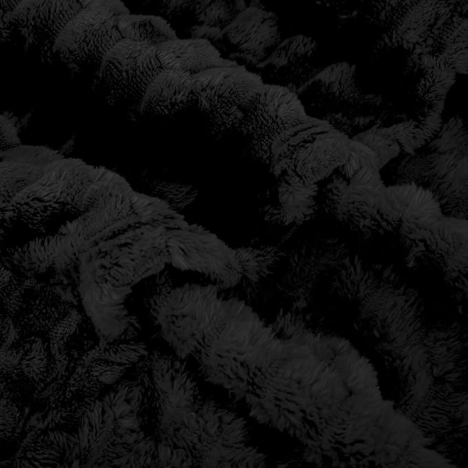 Black Throw Blanket 50"×70" inches Gifts for Mom Fuzzy 3D Jacquard Decorative Flannel Fleece Super Soft Plush Cozy Blanket for Couch Sofa Chair Lightweight