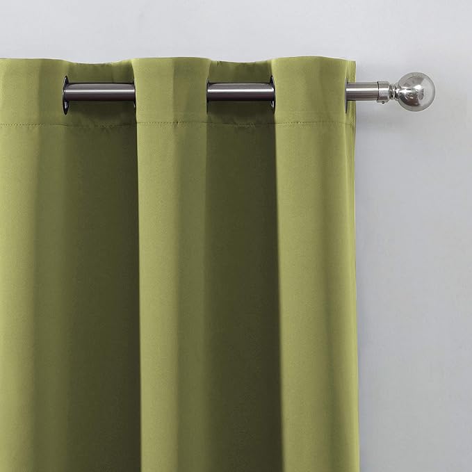 LEMOMO Blackout Curtains 52 x 45 inch/Olive Green Curtains Set of 2 Panels/Thermal Insulated Room Darkening Bedroom Curtains