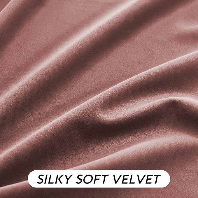 RYB HOME Pink Velvet Curtains 72 inches with Hook Belt, Soft Fabric Room Darkening Thermal Insulated Luxurious Home Decor Curtains for Living Room Bedroom, W 52" x L 72", 2 Panels Set