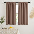 RYB HOME Blackout French Door Window Curtain Covering, Rod Pocket Thermal Insulated Privacy Non See Through Drapes for Bathroom Window, Width 29 by Length 45, Mocha, 2 Panels