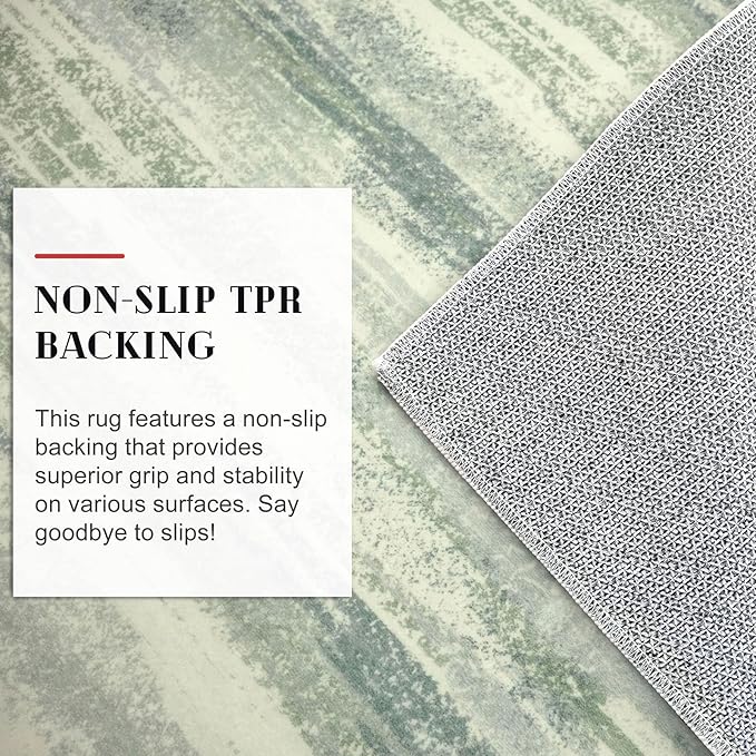 Lansny Modern Abstract Runner Rug 2x5, Sage Green Grey Washable Kitchen Runner Entryway Rug Mat Non-Slip Soft Hallway Rug Runner Thin Print Faux Wool Carpet for Bedroom Laundry Room Indoor