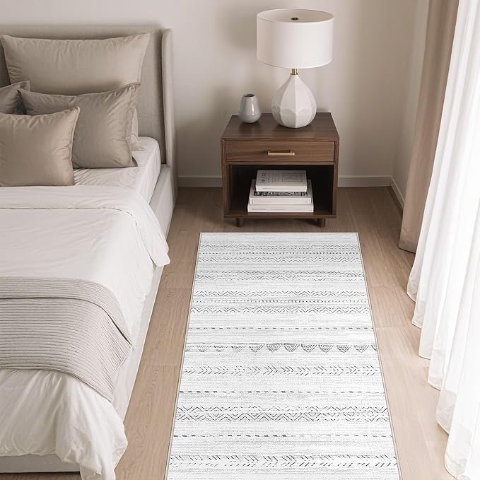 Nakagishi 2X4 Rug Washable Area Rug: Small Soft Boho Farmhouse Neutral Moroccan Non Slip Indoor Low Pile Accent Floor Throw Carpet for Bedroom Bathroom Entryway Kitchen Hallway Closet Home Door - Grey