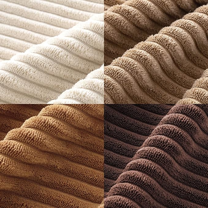 MIULEE Boho Farmhouse Throw Pillow Covers 18x18 Inch Set of 4 Rustic Mordern Neutral Cushion Covers Soft Corduroy Nordic Home Decor for Couch Bed Sofa Living Room Brown